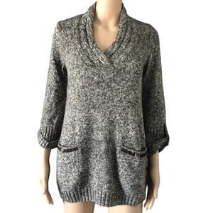 Style & Co. Brown Beige Espresso Combo Mock Wrap Sweater Tunic S